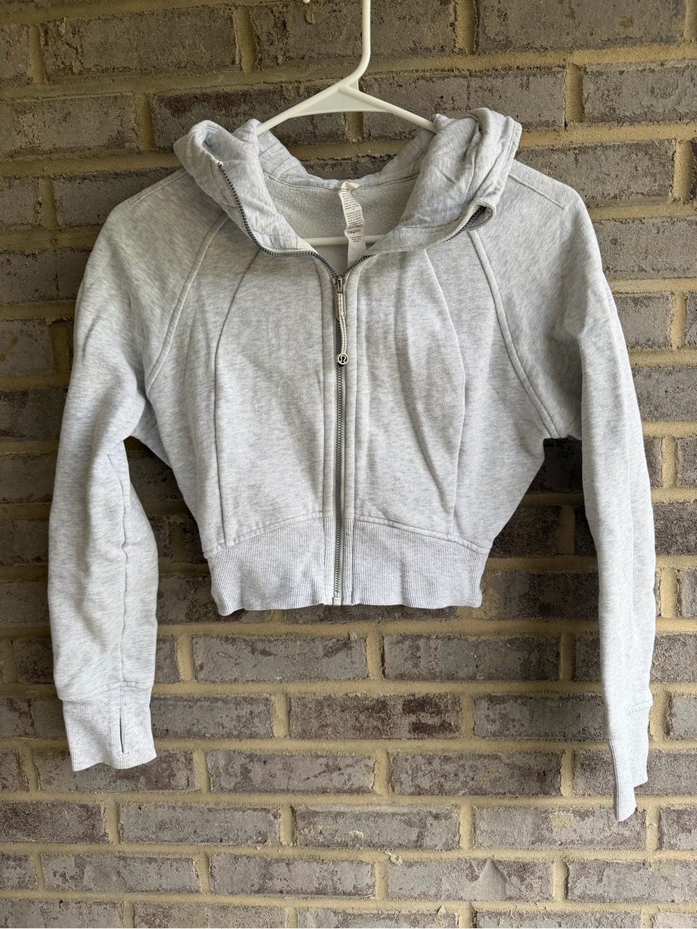 Lululemon Scuba Full Zip Cropped Hoodie Heathered Core Ultra Light Grey 4